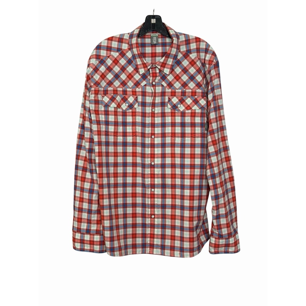 Stio Eddy Shirt Mens Large Blue Plaid Long Sleeve Western Snap Outdoor NNN4-4